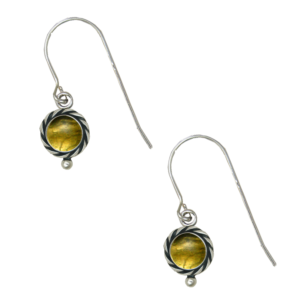 Sterling Silver Citrine Gemstone Drop Dangle Earrings